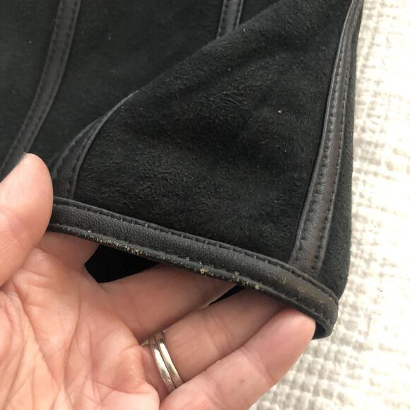 Toppolino Black Coat Fine Leatherwear Shearling Lined XS Checkered Vintage - Picture 11 of 12